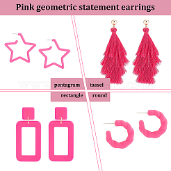 8 пара 8-х стилевых акриловых сережек-гвоздиков с выемками в форме прямоугольника и кисточки EJEW-AN0001-93