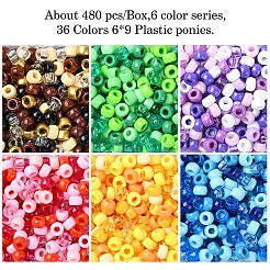 480 шт. 6-х цветные непрозрачные и прозрачные пластиковые бусины&nbsp;KY-YW0001-75A
