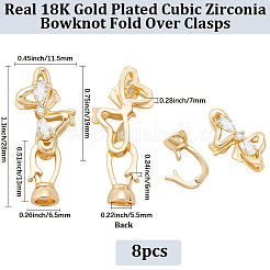 8 шт. латунные застежки с микропаве из прозрачного кубического циркония KK-BBC0018-55