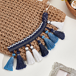 Украшения из полиэфирной ткани с кисточками и застежками из сплава&nbsp;PURS-WH0001-82