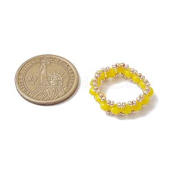 Граненые рондель стеклянные бусины эластичные кольца для женщин RJEW-JR00824