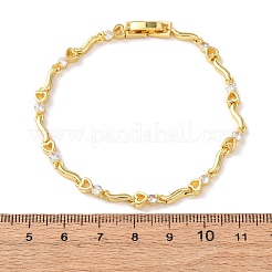 Латунные браслеты-цепочки с микропаве из прозрачных кубических цирконий для женщин&nbsp;BJEW-D387-02G