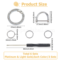 6 комплект 2-х цветных колец-пружинниц со стразами из сплава KEYC-HS0001-05