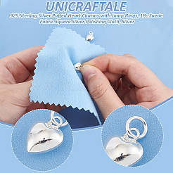 2 шт. 925 подвески в виде объемного сердца из стерлингового серебра с соединительными кольцами&nbsp;STER-UN0001-61S