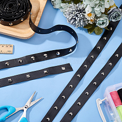 3 стиль латунные круглые и квадратные и искусственные жемчужины заклепки черная отделка из искусственной кожи DIY-AR0003-79