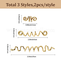 6 шт. 3 стиля манжеты из сплава для волос&nbsp;OHAR-SC0001-11A