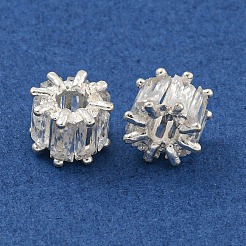 Покрытие стойки латунь микро паве розовый кубический цирконий европейские бусины&nbsp;KK-L215-327S