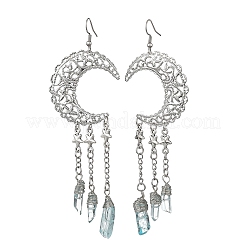 2 пара серег-подвесок из натурального лунного кварца EJEW-JE06765