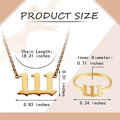 Ожерелье с подвеской в виде цифры и открытое кольцо-манжета JX195A