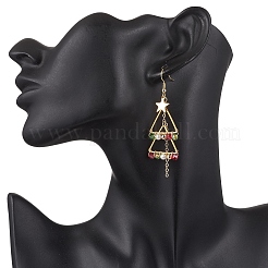 Серьги-подвески из латунных ракушек с жемчужными бусинами EJEW-TA00670