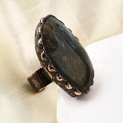 Кольца-манжеты из натурального лабрадорита и латуни RJEW-Q025-01A