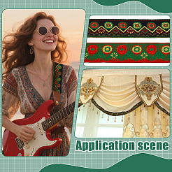 Плоские круглые полиэстеровые ленты с цветочным узором для вышивки&nbsp;OCOR-WH0078-463B