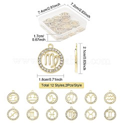 24 шт. 12 стиля подвески из цинкового сплава со стразами FIND-FS0004-40