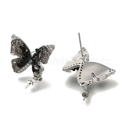 Фурнитура для сережек-гвоздиков из латуни с микропаве из прозрачного кубического циркония и кварца KK-K388-16P