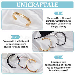 3шт. 3-х цветные рифленые браслеты из нержавеющей стали 304 FIND-UN0002-09