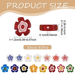 45шт 4 стиля стеклянные бусины миллефиори ручной работы&nbsp;LAMP-YW0001-65