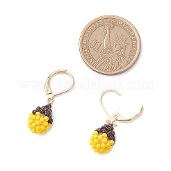 Серьги из стеклянных бусин ручной работы с застежкой-молнией EJEW-MZ00572-01