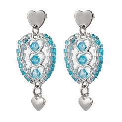 Серьги-гвоздики из нержавеющей стали 304 с ограненными биконусными стеклянными бусинами&nbsp;EJEW-WZ00437-05