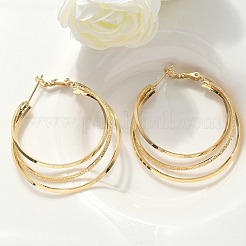 Тройные серьги-кольца из латуни для женщин EJEW-U050-02G