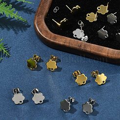 16 шт. 2 цвета 201 нержавеющая сталь фурнитура для сережек-гвоздиков с отверстием EJEW-FS0001-20