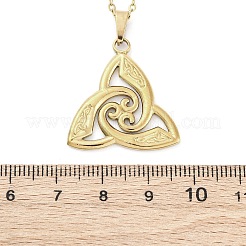 Ожерелья с подвеской из нержавеющей стали 304 с узлом трискелион викингов&nbsp;NJEW-M096-32G