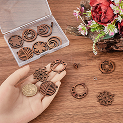 Наборы для самостоятельного изготовления круглых/цветочных сережек-гвоздиков из дерева и латуни DIY-SC0026-57