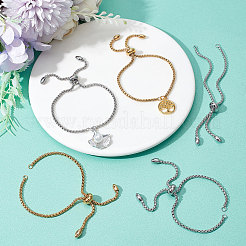 10 шт. 2 цвета регулируемые слайдер-браслеты из нержавеющей стали 304 изготовление&nbsp;STAS-BBC0001-85