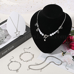 Многослойные ожерелья и многорядные браслеты из цинкового сплава в форме звезды для женщин&nbsp;SJEW-SC0001-03