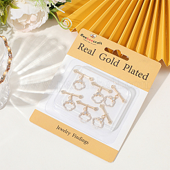 10шт латунь микро проложить прозрачные фианиты застежки-тоггл&nbsp;KK-BBC0021-02G