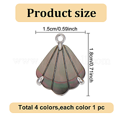 4 шт. 4 стиля подвески из латуни с ракушками KK-GO0001-66