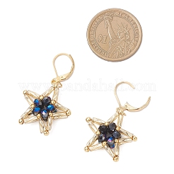 Серьги-звезды из стеклянных бусин с застежкой-молнией EJEW-MZ00637