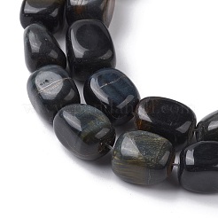 Нити натуральных бусин синего тигрового глаза (окрашенные и нагретые) G-C110-B01-01