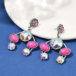 Серьги-гвоздики из сплава синтетической бирюзы EJEW-U053-08AS