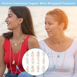 12 шт. подвески из натуральной кварцевой медной проволоки с кристаллами&nbsp;PALLOY-FG0001-02A