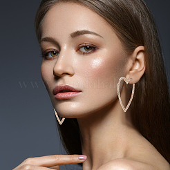 2 пара двухцветных сережек-гвоздиков в форме сердца с ажурными хрустальными стразами и 2 серебряными булавками EJEW-AN0001-23