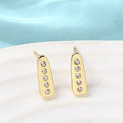 Серьги-гвоздики из латуни с микропаве из прозрачных кубических цирконий в форме капли&nbsp;EJEW-H180-26G