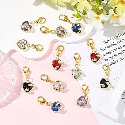 12 шт. 6 стиля подвесных украшений из сплава в форме сердца из стекла&nbsp;HJEW-YW00265