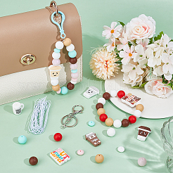 Наборы для самостоятельного изготовления брелоков из силикона и железа на кофейную тематику&nbsp;DIY-SC0027-94