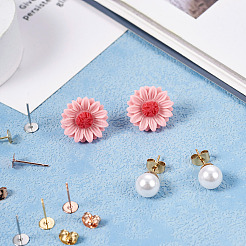 60 шт. 3-цветная плоская круглая фурнитура для сережек-гвоздиков из нержавеющей стали 304&nbsp;STAS-TA0002-47