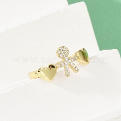 Регулируемые манжеты-кольца из латуни с микропаве из кубического циркония для женщин&nbsp;RJEW-C129-11G