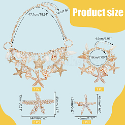 Комплект украшений из натуральной ракушки и сплава в виде морской звезды с бусинами из искусственного жемчуга ABS DIY-PH0020-73