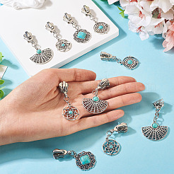 16 шт. 4 стиля сплава с синтетическими бирюзовыми застежками-молниями&nbsp;HJEW-TAC0098