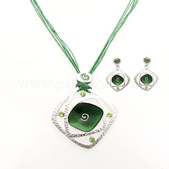 Комплекты из ромбовидных эмалевых серег-гвоздиков и ожерелий с подвесками&nbsp;FS-WGC3B96-02