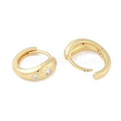 Серьги-кольца из латуни с микропаве из прозрачного кубического циркония&nbsp;KK-A224-21G