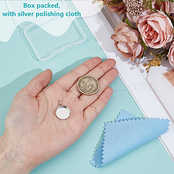 1 шт. 925 плоских круглых подвески из стерлингового серебра с оправой в виде кабошона STER-BC0003-40P