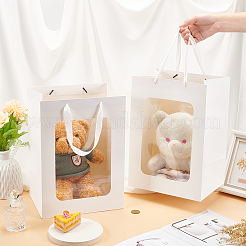 Бумажные подарочные пакеты с видимым окном и веревочными ручками&nbsp;ABAG-WH0040-14C