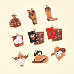 18 шт. 9 стиля ковбойская шляпа сапоги мешок денег череп сплав эмалированные подвески&nbsp;FIND-FS0003-91