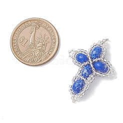 Окрашенная синтетическая императорская яшма с подвесками из стеклянных бусин&nbsp;PALLOY-MZ01119-02