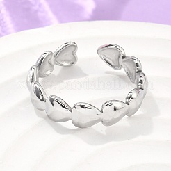 Некорневой 304 нержавеющая сталь кольцо-манжета в форме сердца для женщин RJEW-C045-18P