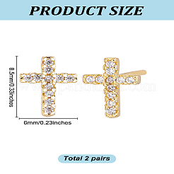 2 пара серег-гвоздиков из латуни с микропаве из прозрачного кубического циркония для женщин&nbsp;EJEW-LP0001-57G